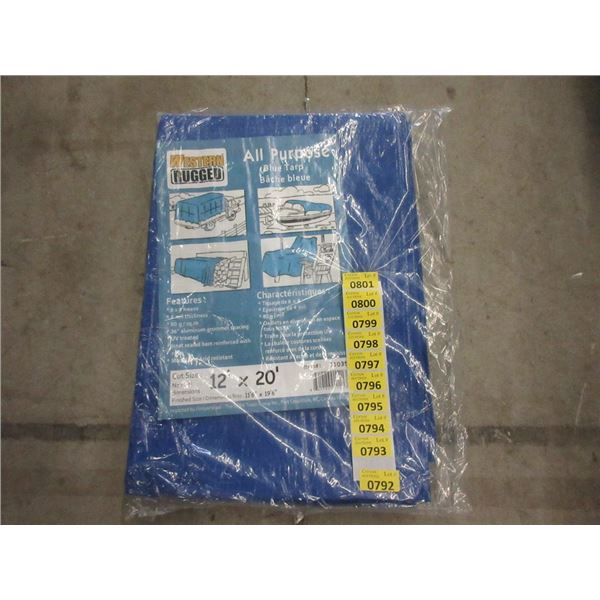 New 12" x 20" All Purpose Blue Tarp