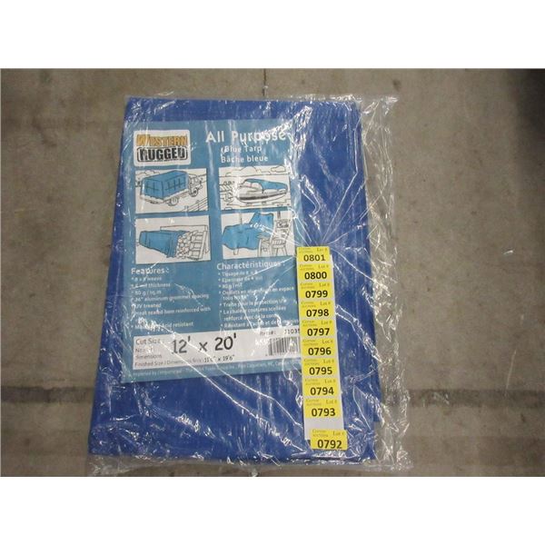 New 12" x 20" All Purpose Blue Tarp