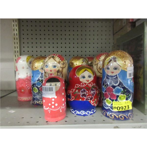 10 Assorted New Wood Nesting Doll Sets