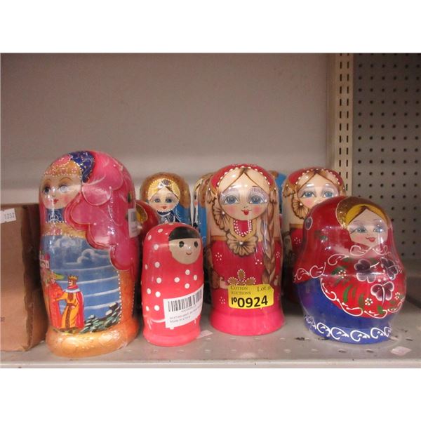 10 Assorted New Wood Nesting Doll Sets