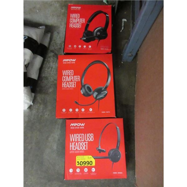 3 MPOW Assorted Wired Headsets