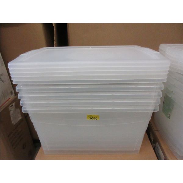 Set of 5 New 50 L Clear Storage Totes w/ Lids