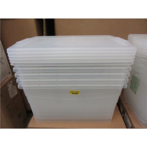 Set of 5 New 50 L Clear Storage Totes w/ Lids