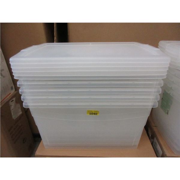 Set of 5 New 50 L Clear Storage Totes w/ Lids