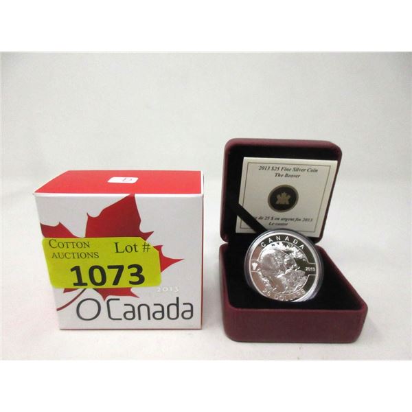 2013 Canada .9999 Silver  The Beaver  $25 Coin