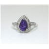 Image 1 : Sterling Silver Amethyst & Diamond Ring