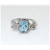 Image 1 : Sterling Silver Blue Topaz & Diamond Dinner Ring