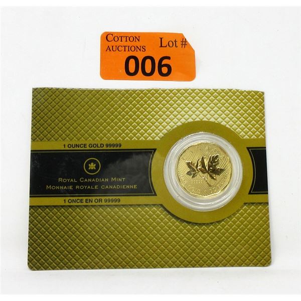 1 Oz .99999 Fine Gold 2008 Maple Leaf Coin