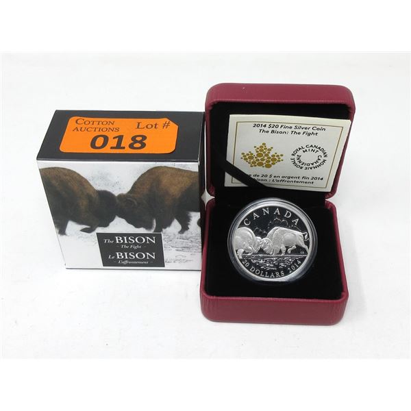 2014 .9999 Fine Silver Canadian $20 Bison Coin