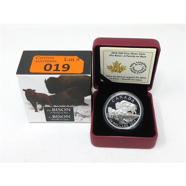 2014 .9999 Fine Silver Canadian $20 Bison Coin