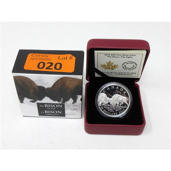 2014 .9999 Fine Silver Canadian $20 Bison Coin