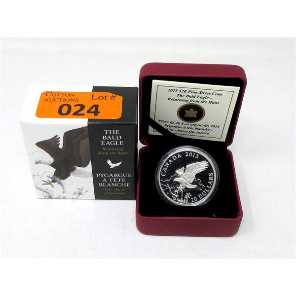 2013 Canadian Fine Silver $20 Bald Eagle Coin