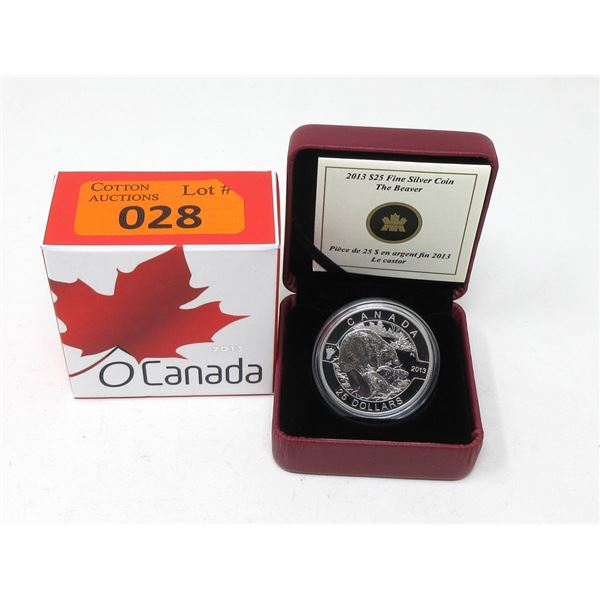 2013 Canada .9999 Silver "The Beaver" $25 Coin