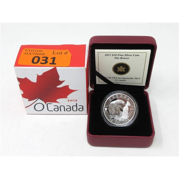 1/2 Oz. Fine Silver 2013 Canada  The Beaver  Coin