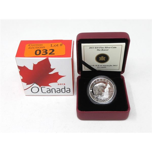 1/2 Oz. Fine Silver 2013 Canada  The Beaver  Coin