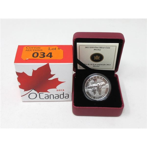 1/2 Oz. Fine Silver 2013 Canada  Hockey  $10 Coin