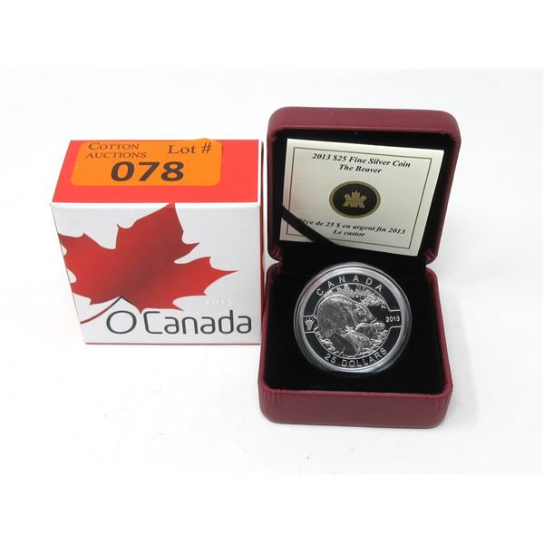 2013 Canada .9999 Silver  The Beaver  $25 Coin