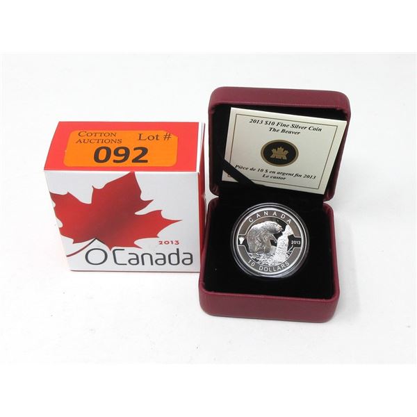 1/2 Oz. Fine Silver 2013 Canada "Beaver" $10 Coin