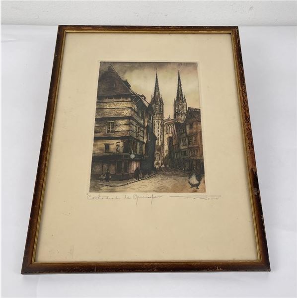 European Cathedral Tinted Engraving