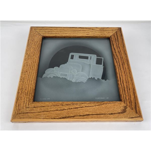 Engraved Glass Picture Signed Stekly