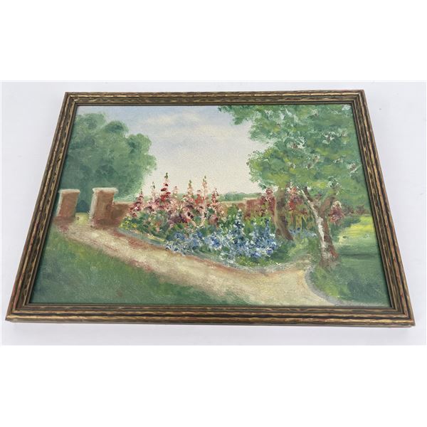 Antique Montana Impressionist Garden Painting