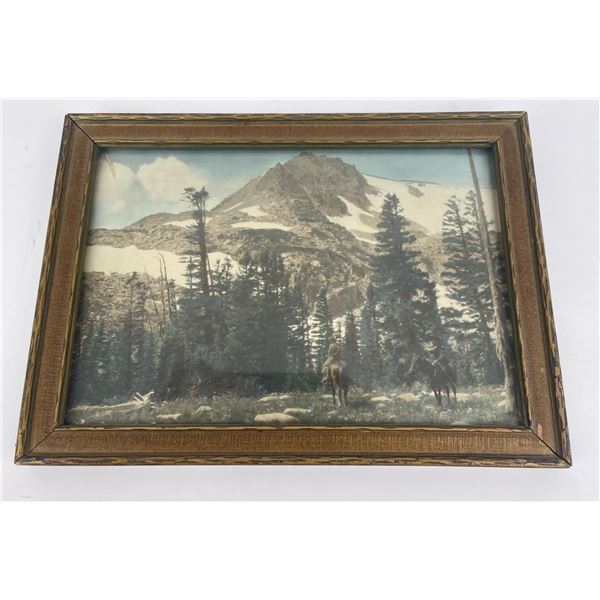Antique Montana Hand Tinted Mountain Photo