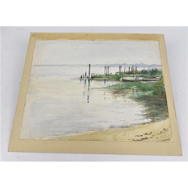 Antique Harbor Watercolor Painting