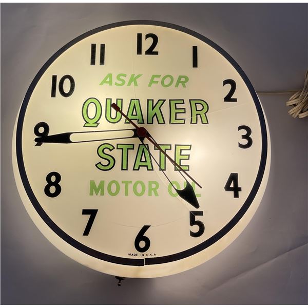 Quaker State Motor Oil Advertising Clock
