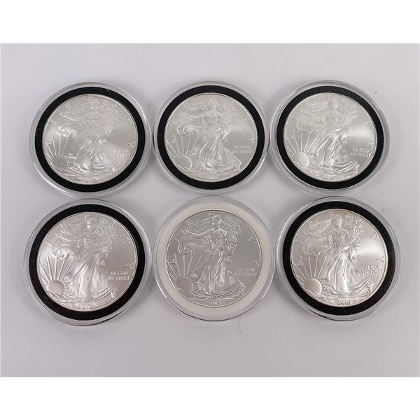 Lot of 6 American Silver Eagles