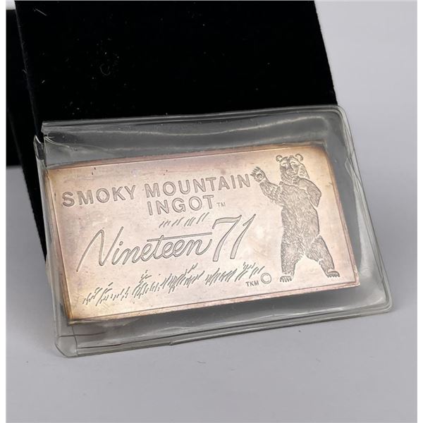 Smoky Mountain Ingot 1971 300 Grain Silver Bar