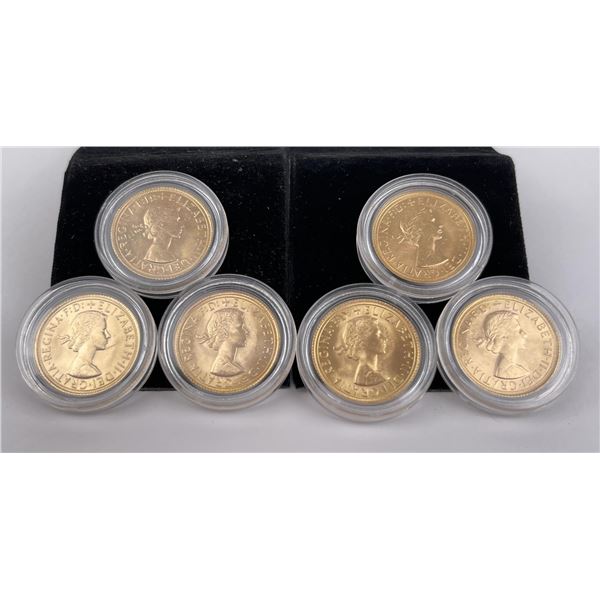 Lot of 6 Gold Sovereign Coins