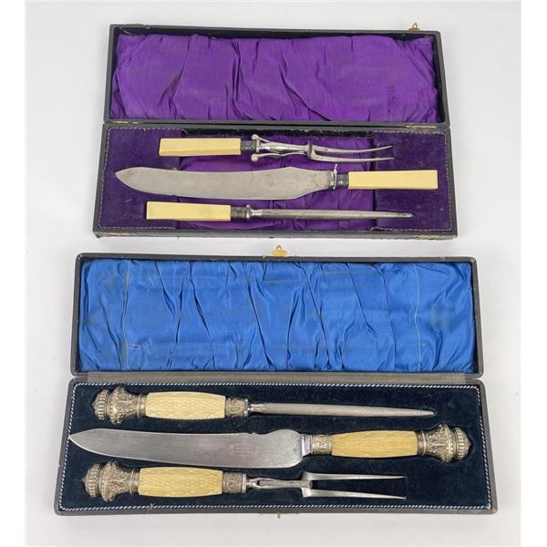 Lot of 2 Antique Carving Sets