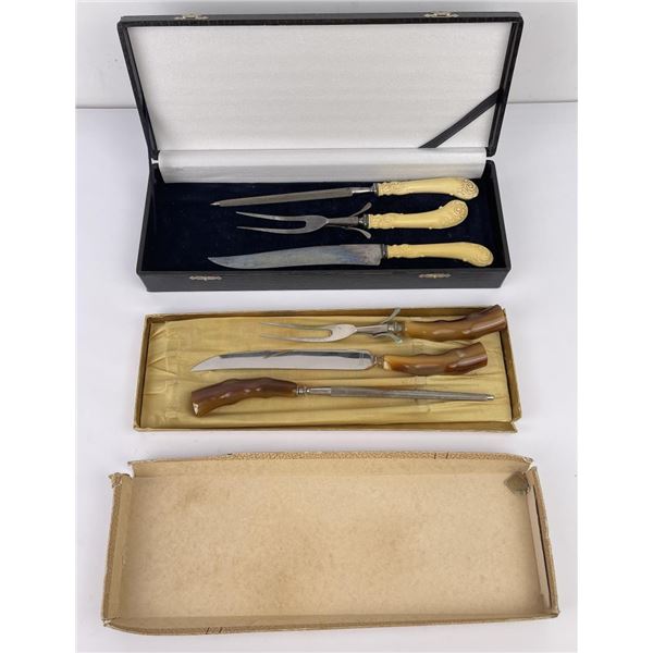 Lot of 2 Antique Carving Sets