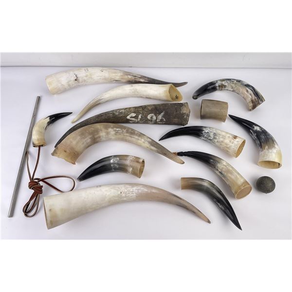 Group of Steer Horns Powder Flasks