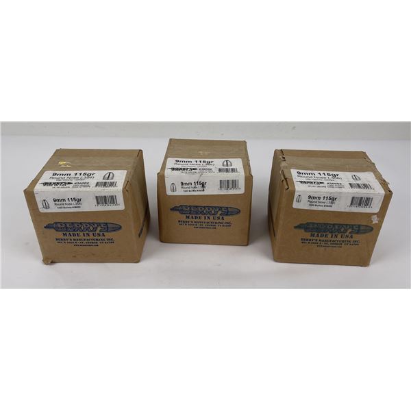 3000 Rounds 9mm 115gr Berry's Bullets