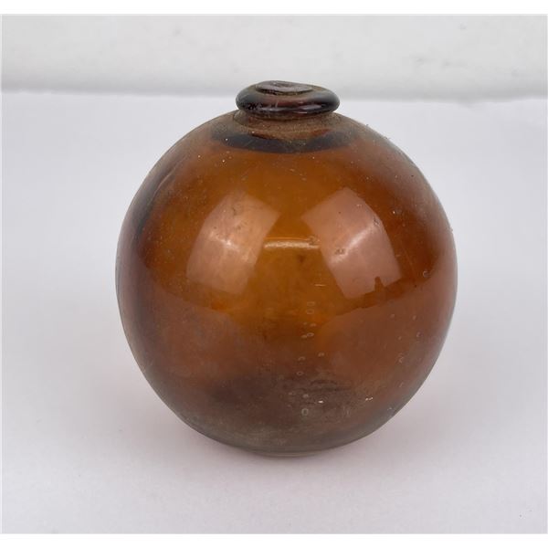 Antique Glass Amber Target Ball