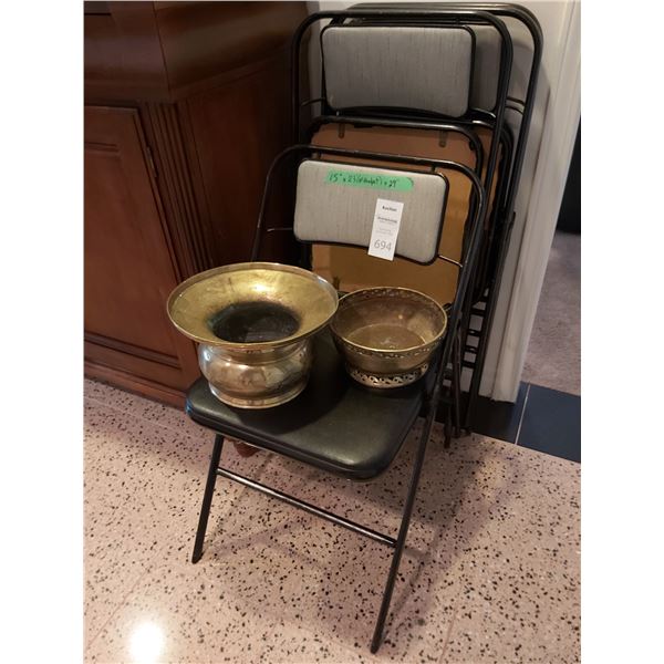Folding Chairs and Brass plant pots Cat A