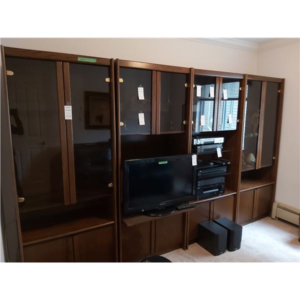 4 Piece Glass and Wood Entertainment unit. Cat C