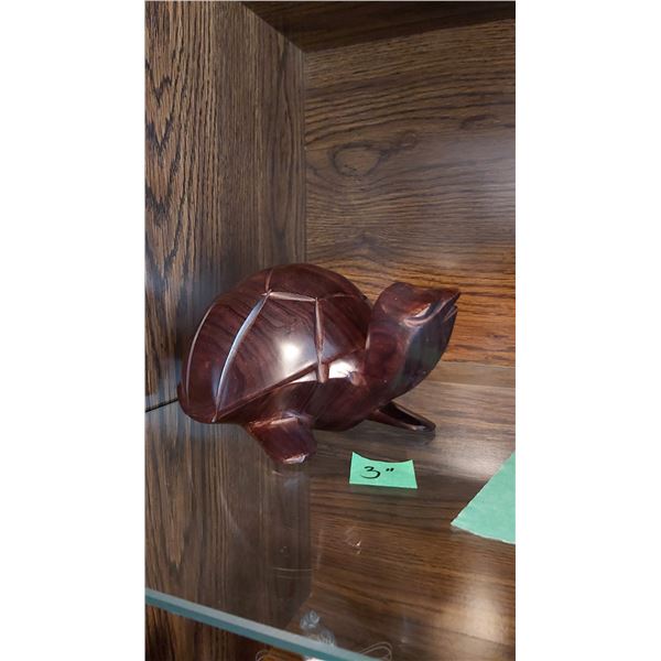 Wood Carved Turtle Cat A