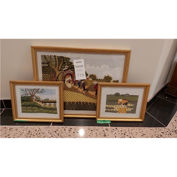 Framed Fabric Art from Vietnam Cat A