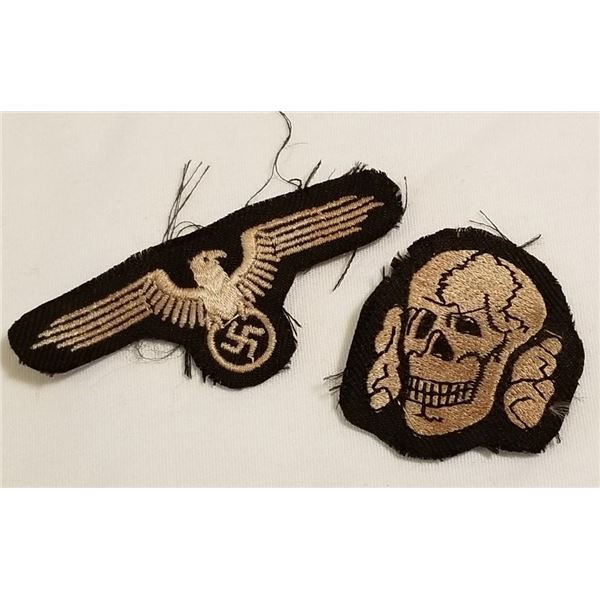 WW2 WWII Nazi German SS Cap set Death head + Swastika eagle Third Reich insignia