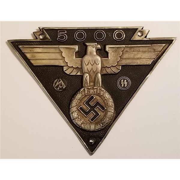 WW2 WWII Nazi German SS SA NSKK Motor Korps 5000 KM wall plaque