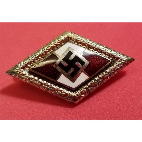 WW2 WWII Nazi German HJ Hitler Youth Third Reich golden members badge pin