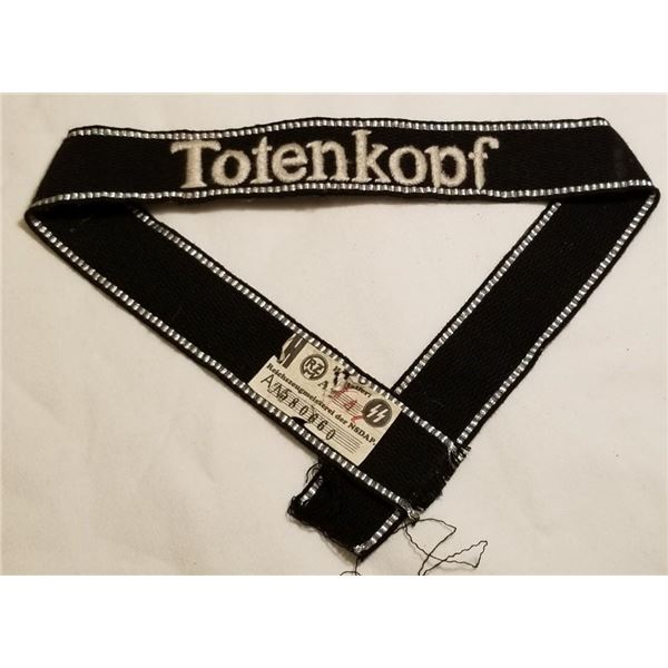 WW2 WWII Nazi German SS Totenkopf cuff title w RZM tag