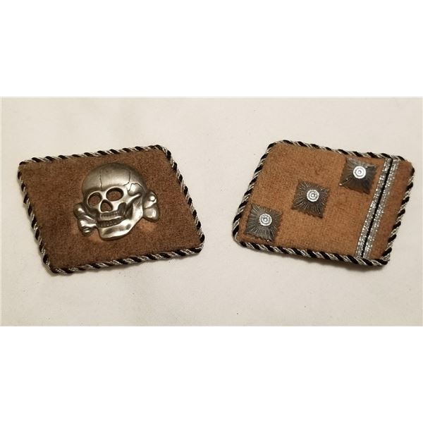 WW2 WWII Nazi German SS Third Reich Death Head collar tabs Totenkopf div.