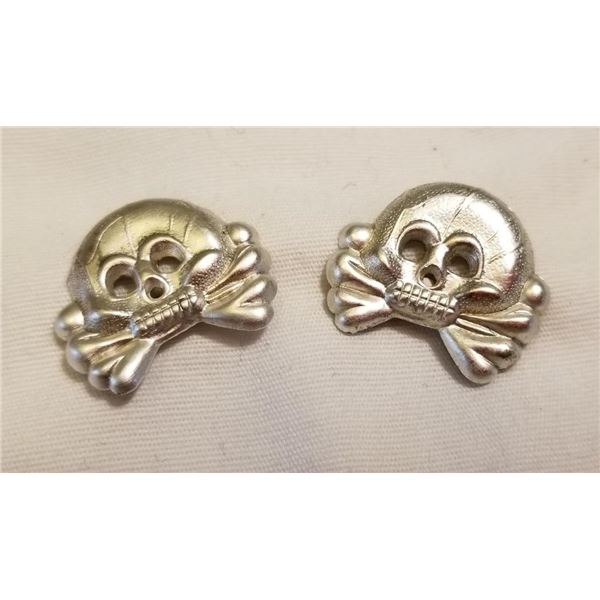 WW2 WWII Nazi German Third Reich Army silver Panzer Skull death head tabs badges