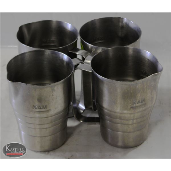 GROUP OF 4 WOODMAX HD 18/8 S/S FROTHING CUPS