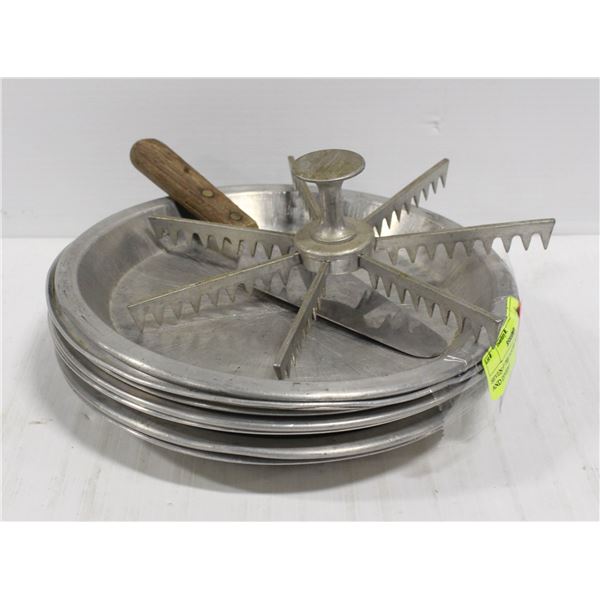 SEVEN 9  PIE PLATES WITH LIFTER AND DIVIDER