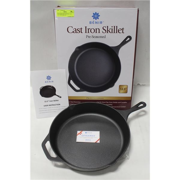 NEW BENIR PROFESSIONAL 12.5" CAST IRON SKILLET