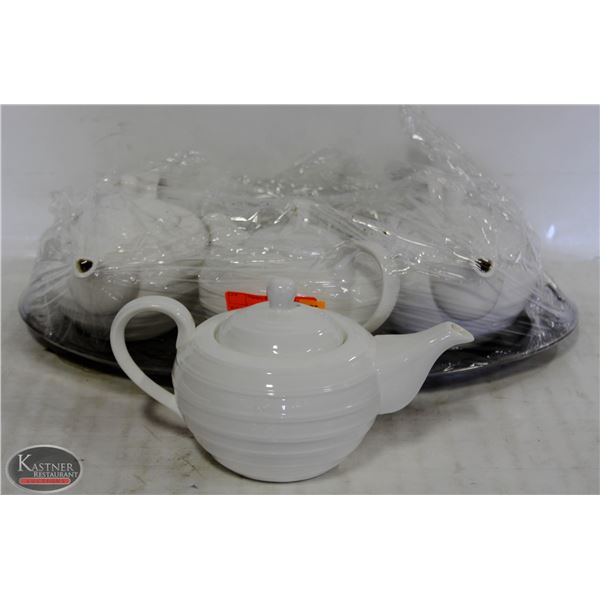 K13 BAILIFF SEIZURE: SS SERVING TRAY/ 4 TEAPOTS